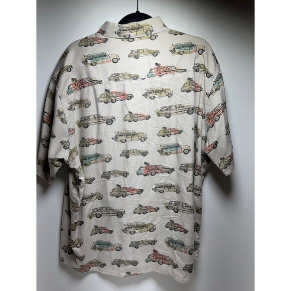 Vtg Woolrich Button Up Men’s Shirt XL Vintage Cars Beachy Summer Dad BBQ - Picture 7 of 9